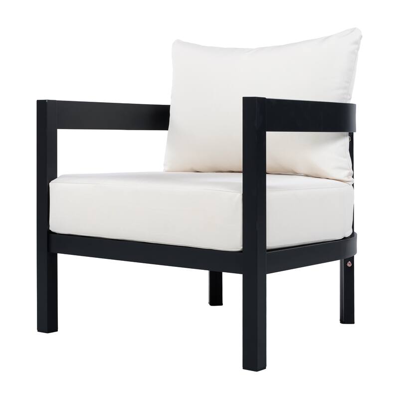 Christopher Knight Home - Modern 5-Piece Outdoor Aluminum Patio Conversation Set with Oval Glass Coffee Table & Cushions