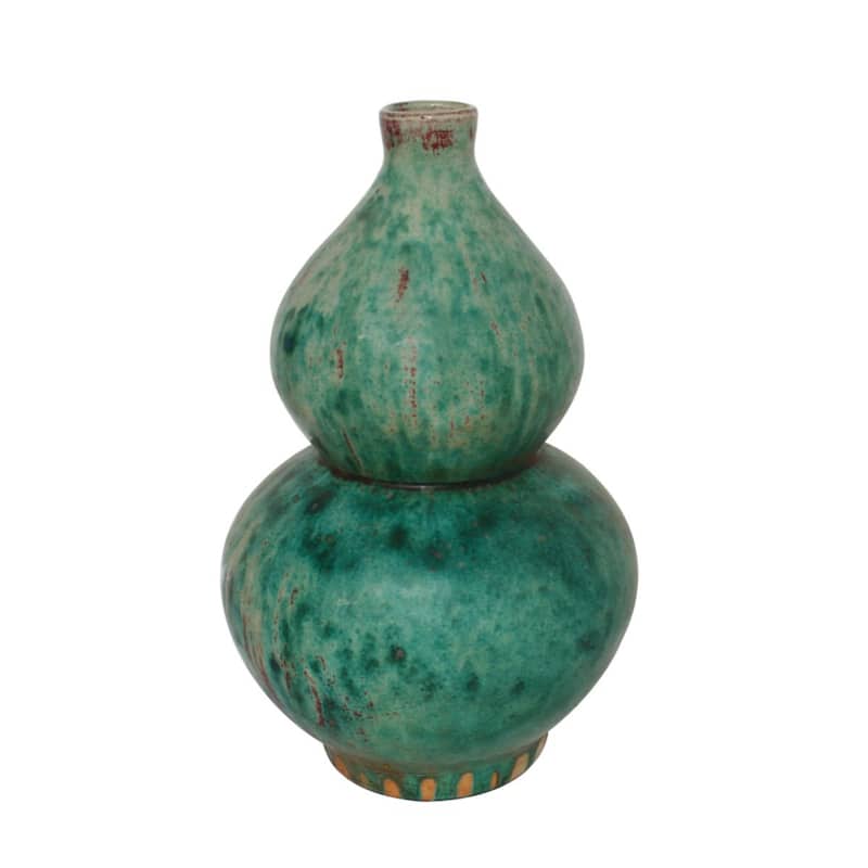 Speckled Green Gourd Vase - 9x9x14