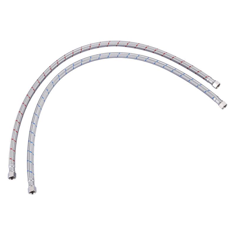WOWOW 3/8 in. COMP x 3/8 in. COMP Stainless Steel Faucet Supply Lines - Stainless Steel - 12-inch