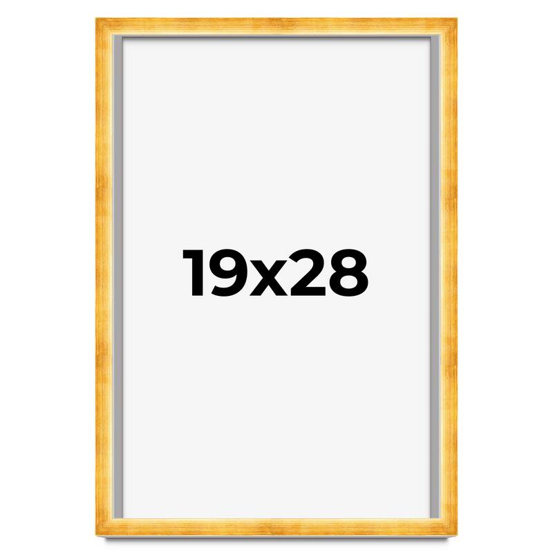 19x28 Shadow Box Frame Gold | 1.625 Inches Deep Real Wood Traditional
