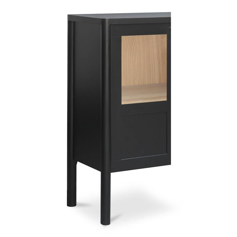 NADAAL STUDIOS Delmira Cabinet, Millwork-Inspired with Glass Front and Dowel Legs, Black