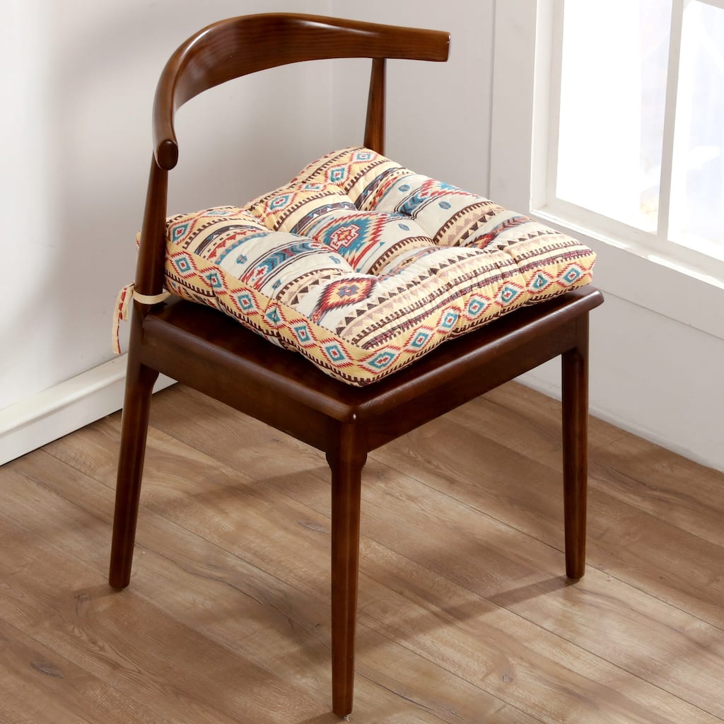 The Curated Nomad San Carlos Tan Triple Layered Chair Pad - 18 inches x 18 inches