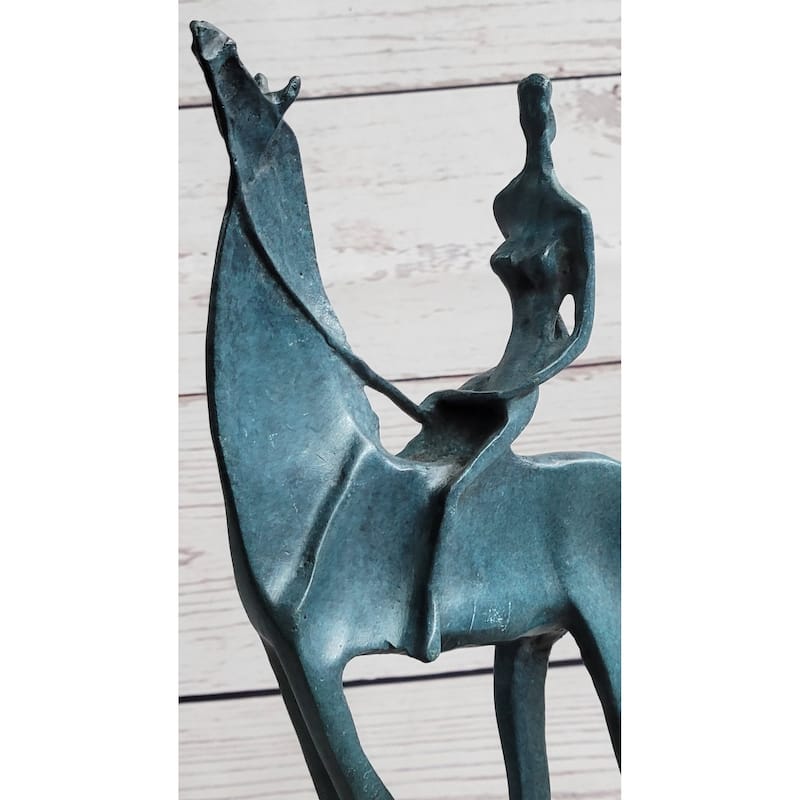 Salvador Dali Abstract Modern Artwork Woman On Imitative Horse Bronze Sculpture Statue