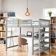 preview thumbnail 1 of 39, Pine Wood Bunk Bed with Storage Shelves and Under-Bed Desk,Full Size Grey