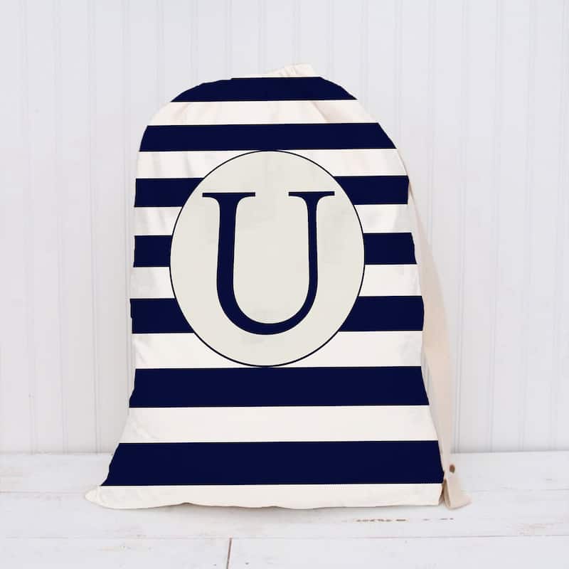 MONO NAVY STRIPED U Laundry Bag By Kavka Designs - 28