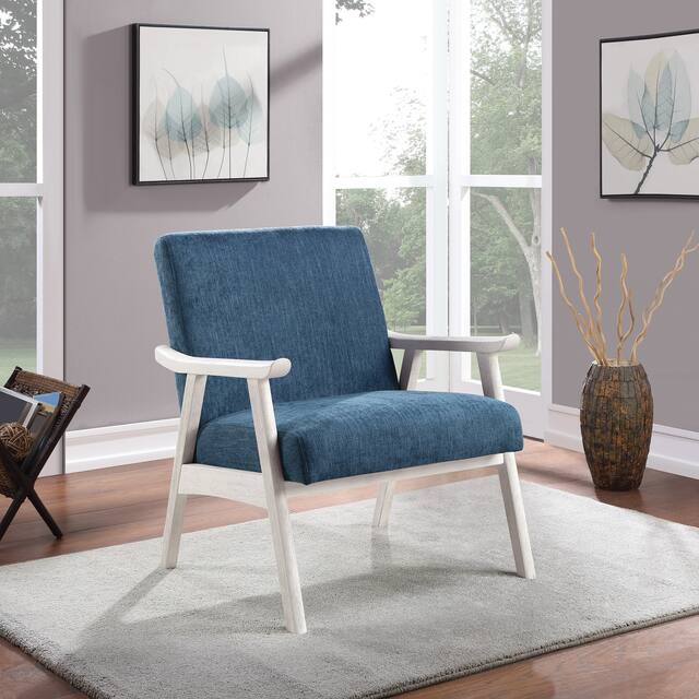 Weldon Mid-Century Fabric Upholstered Chair - Denim