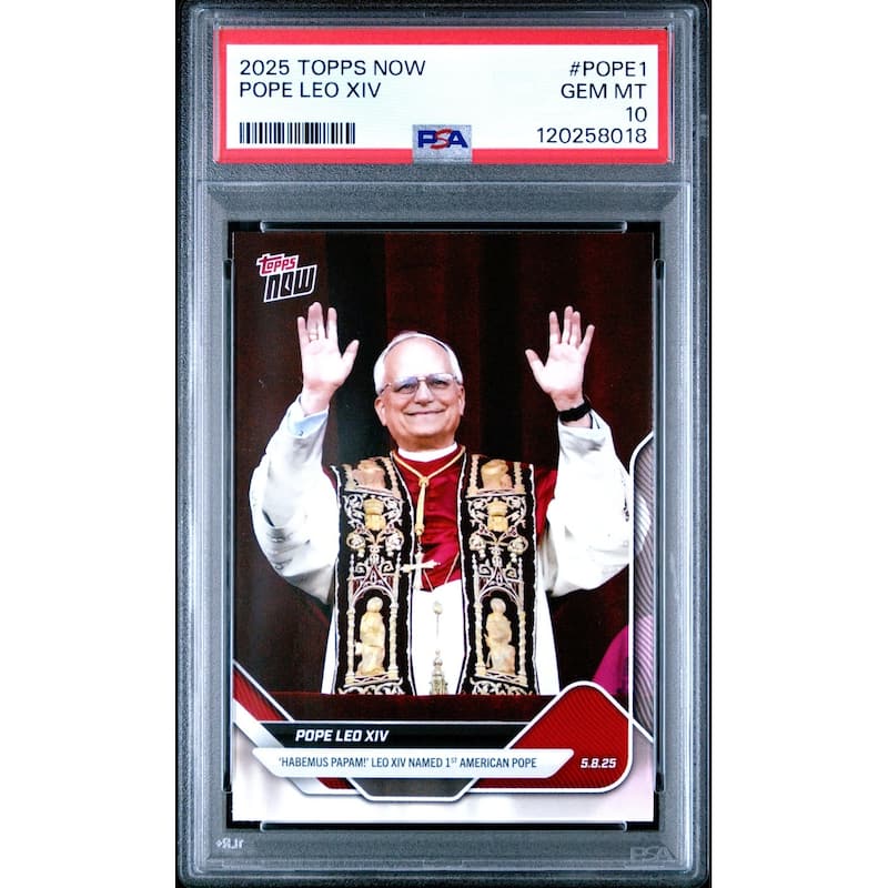 Pope Leo XIV 2025 Topps Now Card #POPE1 Graded PSA 10 120258018 - 8' x 11'