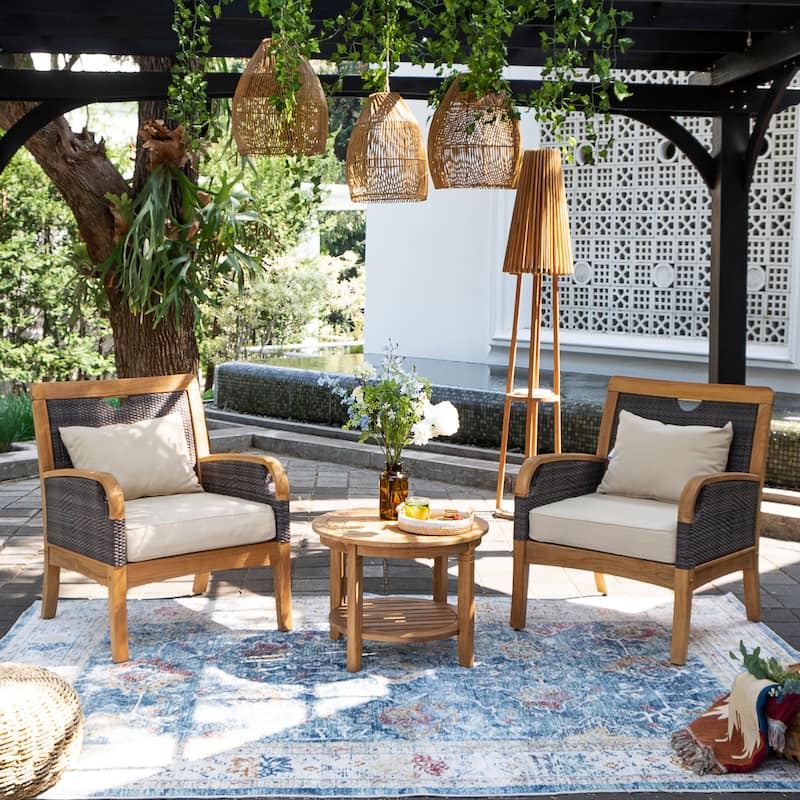 Cambridge Casual Palma 3-piece Teak Wicker Outdoor Chat Set with FREE Pillow