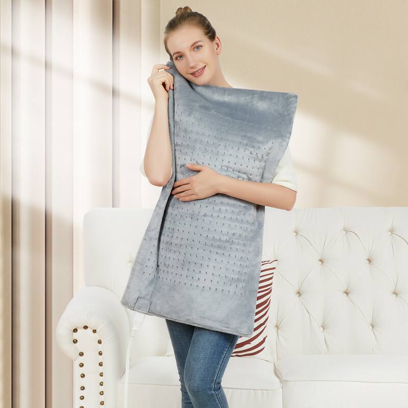 33"x17" Electric Heating Pad for Period Cramps, Machine Washable - Grey