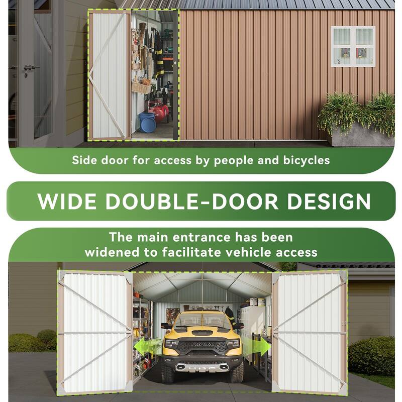 AOXUN Outdoor Storage Shed with Lockable Doors and Air Vents for Garden