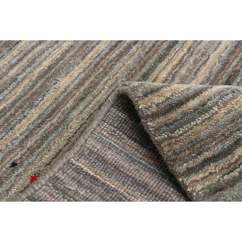 ECARPETGALLERY Hand Loomed Kashkuli Gabbeh Grey Wool Rug - 4'0 x 5'8