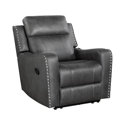 Gimo Manual Recliner Chair, Dark Gray Microfiber, 37 Inch