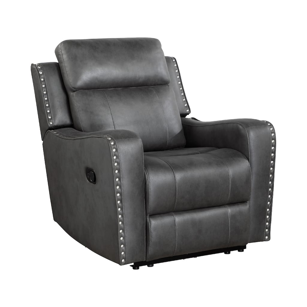 Gimo Manual Recliner Chair, Dark Gray Microfiber, 37 Inch