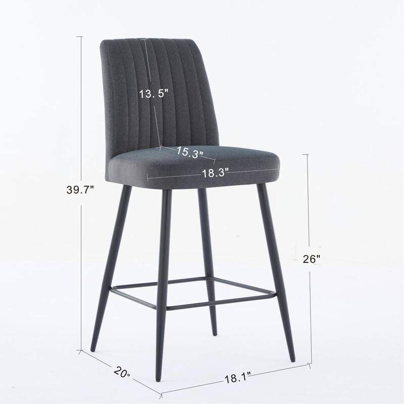 Velvet Bar Chairs Set of 2, Modern Armchair Bar Counter chair with Metal Legs and Upholstered Backrest for Dining Room