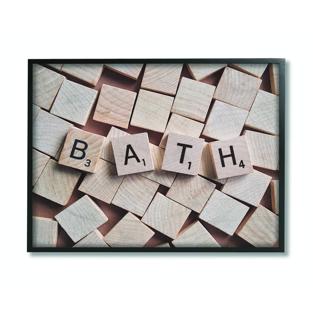 Shop Stupell Industries Bath Scrabble Letters Bathroom Photograph Black Framed Wall Art Proudly Made In Usa Overstock 29130016