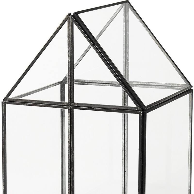 HomeRoots Clear Glass and Metal Terrarium Box