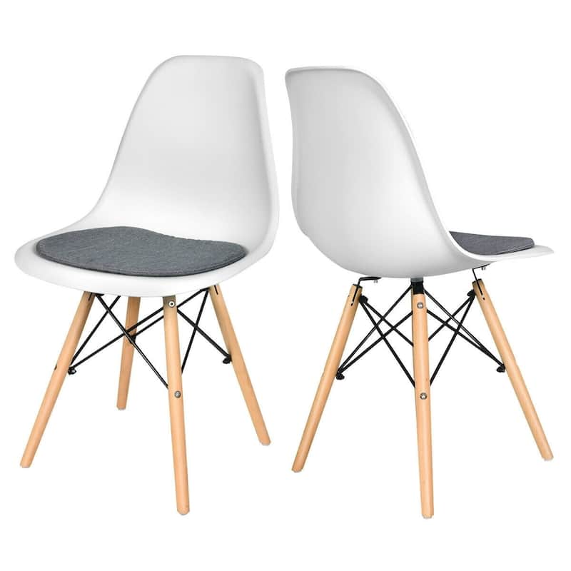 2Pcs Dining Chair Mid Century Modern DSW Chair Furniture - 18" x 19" x 33" (W x D x H) - White
