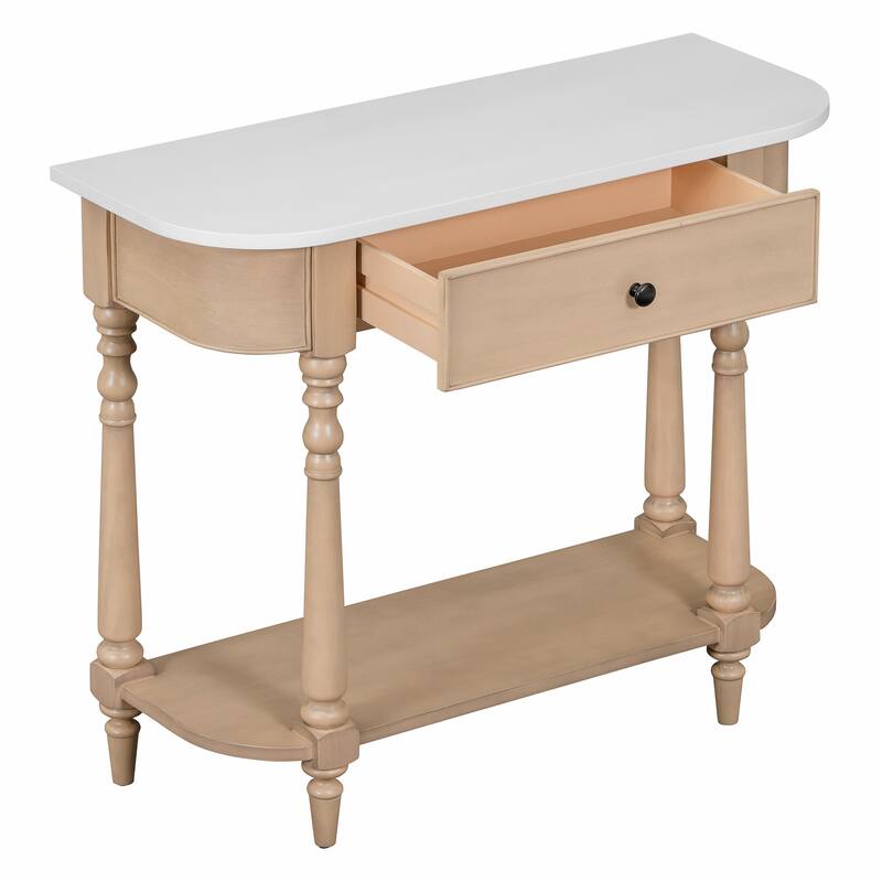 36 Inch Wood Console Table with Drawer and Shelf for Entryway