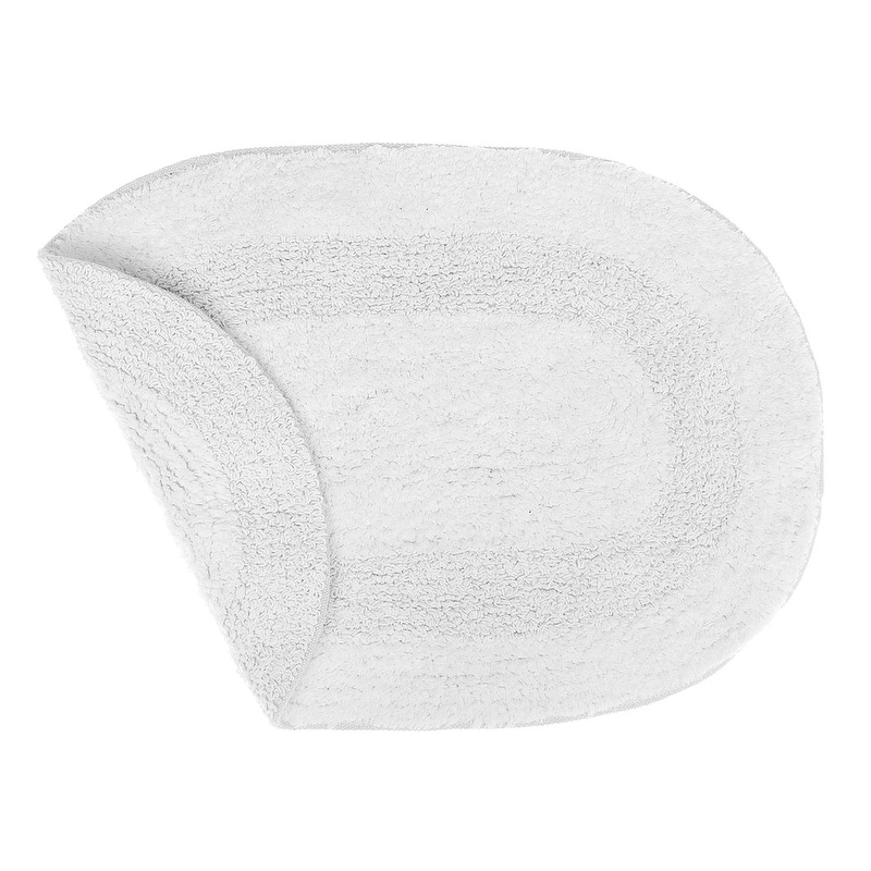 Reversible Cotton Oval Solid Color Bath Mat - Set Of 2