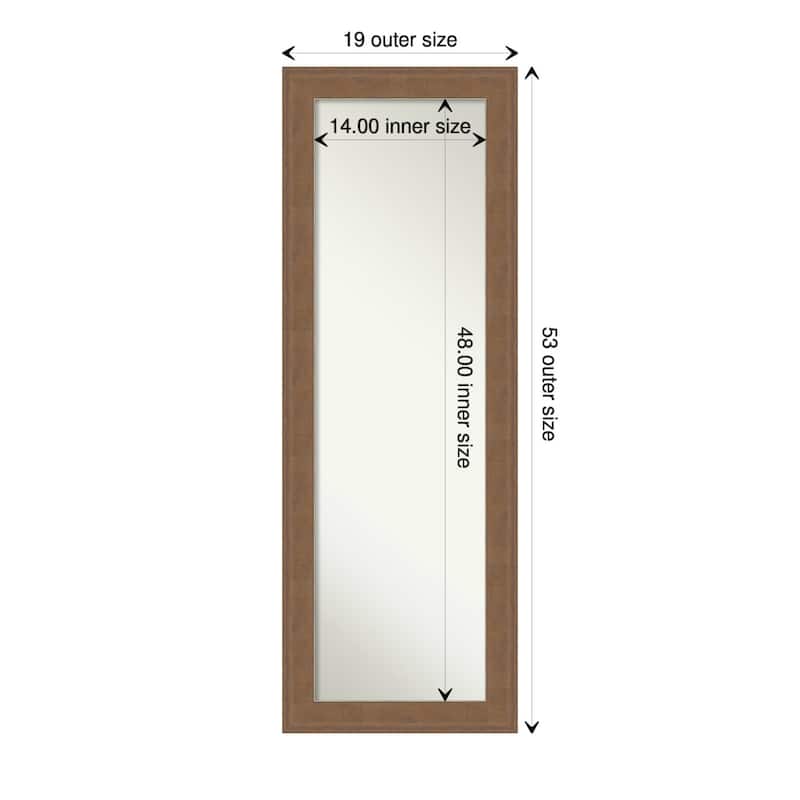 Non-Beveled Full Length On The Door Mirror - Alta Frame - Outer Size: 19 x 53 in - Alta Medium Brown