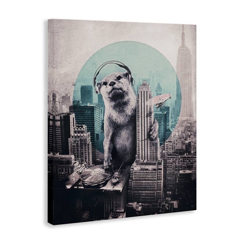 Stupell DJ Otter over Cityscape Canvas Wall Art Design By Ali Gulec
