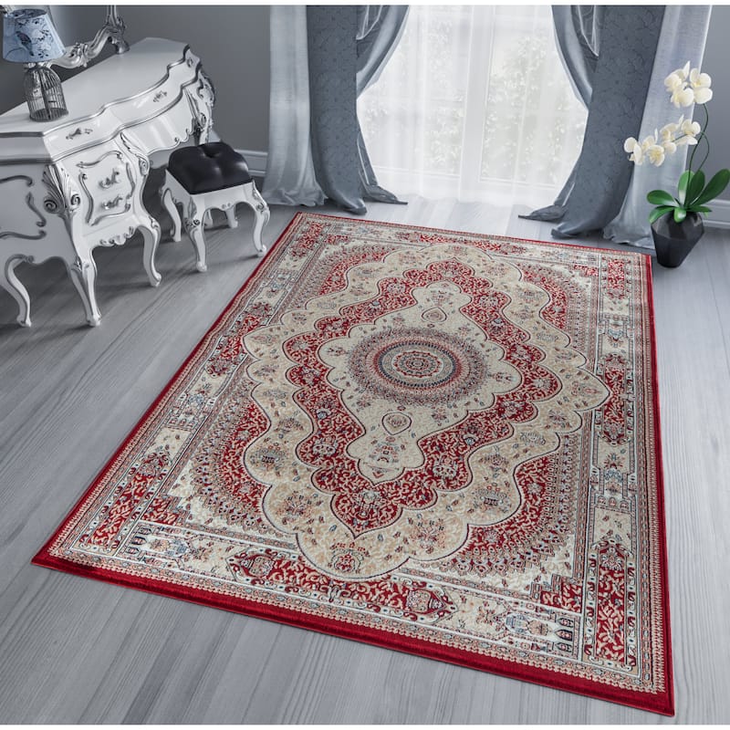Prime Collection Border Area Rug - 6'9'' X 9'6'' - Red/Cream