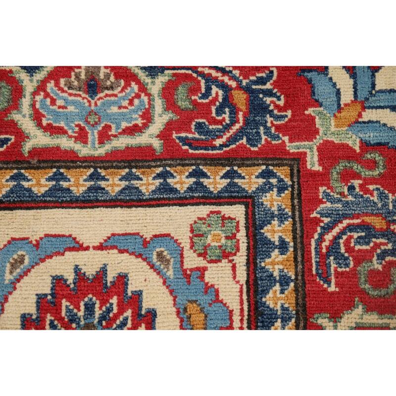 Beige Floral Kazak Oriental Runner Rug Hand-Knotted Wool Carpet - 2'9" x 10'0"