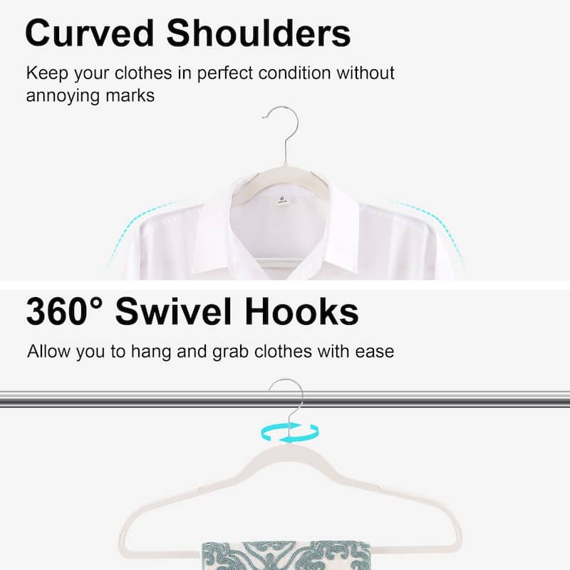 Javlergo 25/50 Pack Heavy Duty Plastic Hangers, 360º Swivel Hook Coat Hangers, Non-Slip, Space-Saving
