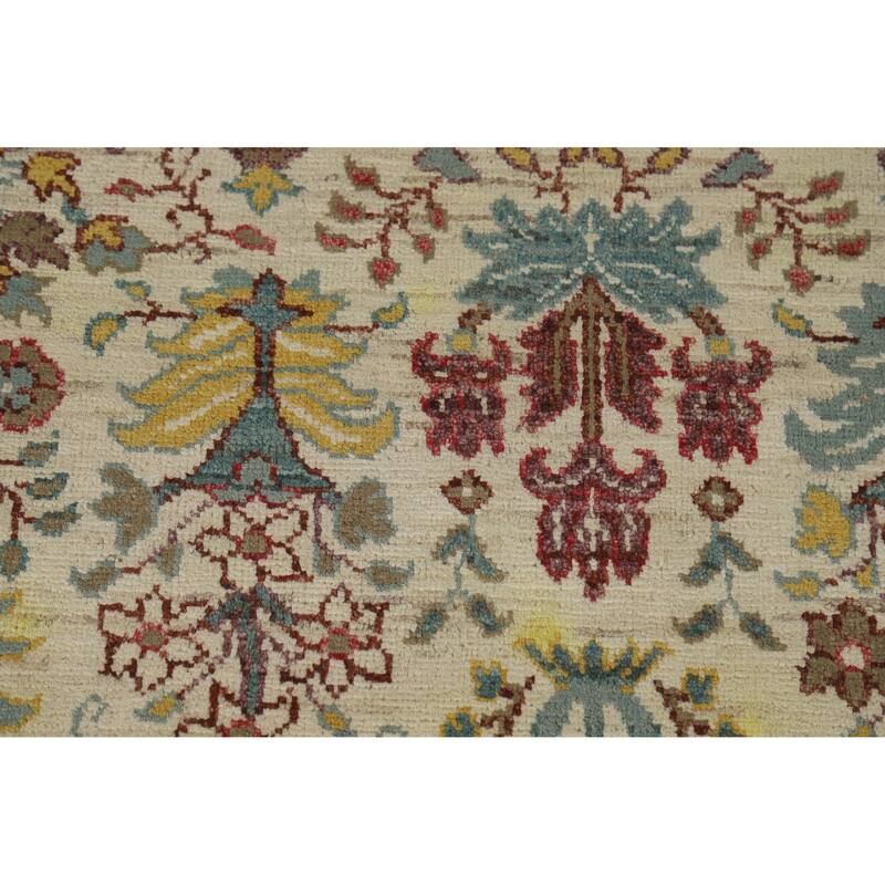 Hand Knotted Oriental 100% Wool Carpet Traditional All-Over Beige & Ivories Ziegler Area Rug - 7' 8'' X 5' 7''