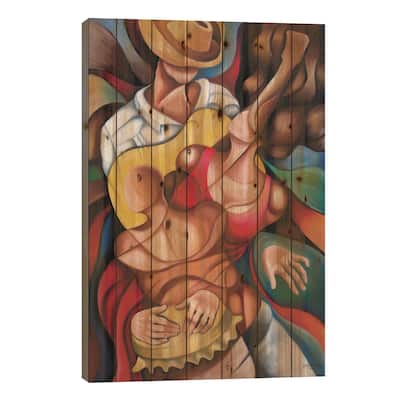 Bodies In Rumba Print On Wood by Dixie Miguez - Multi-Color