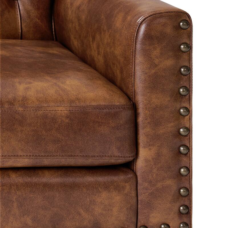 Modern Upholstered Accent Chair with Tufted Backrest and Solid Wood Legs Living Room Armchair