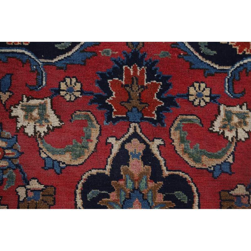 Signed Mashad Vintage Persian Area Rug Handmade Wool Carpet - 8'3" x 11'3"
