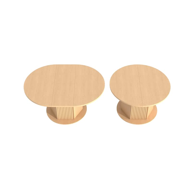Round Dining Table for 4-6 People, Kitchen Table with Bump Texture Base, Wooden Dinner Table for Dining Room Family Gathering