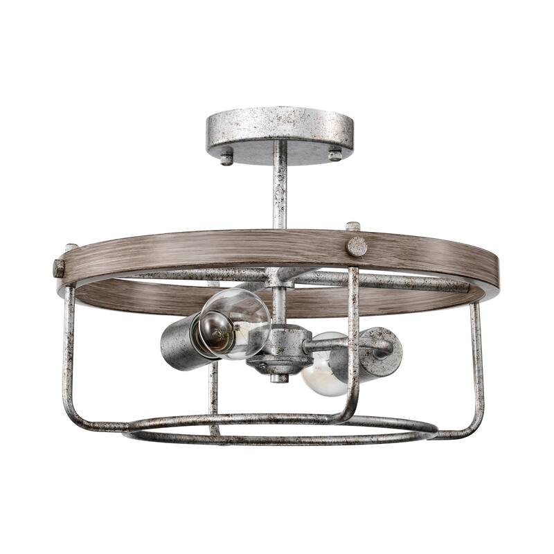 Salaree 15 Inch Antique Cage Semi Flush Mount with 2 Light