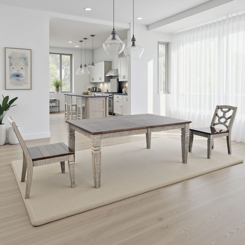 Camie Dining Table Extendable 66-90 Inch Dark Brown Gray Mahogany Wood