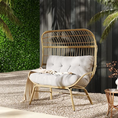 Palos Outdoor Wicker Loveseat - Light Brown (Excluding the table)