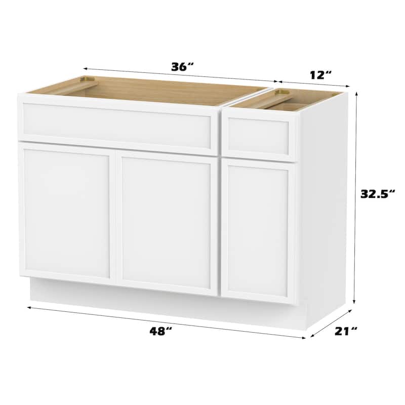Vanity Art 48" Birch Freestanding Bathroom Vanity Cabinet without Top