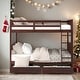 preview thumbnail 1 of 10, Full-Over-Full Bunk Bed with Ladders and Two Storage Drawers Espresso