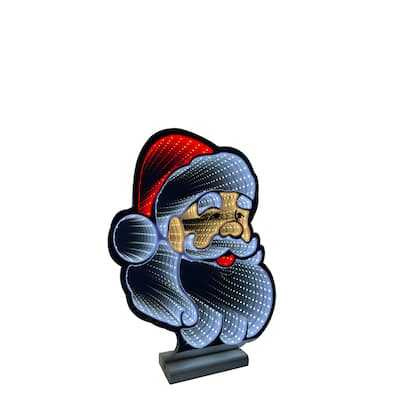 LED Lighted 3D Santa Claus Christmas Infinity Mirror - 12"