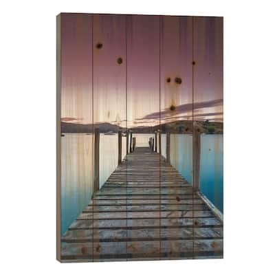 Pier At Sunset II, Akaroa Harbour, Banks Peninsula, Canterbury, South Island, New Zealand Print On Wood by Matteo Colombo