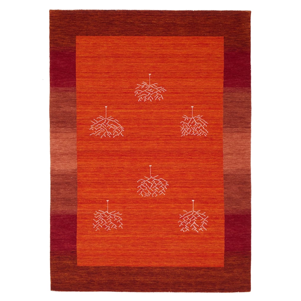 ECARPETGALLERY Hand Loomed Kashkuli Gabbeh Light Red Wool Rug - 5'7 x 8'0