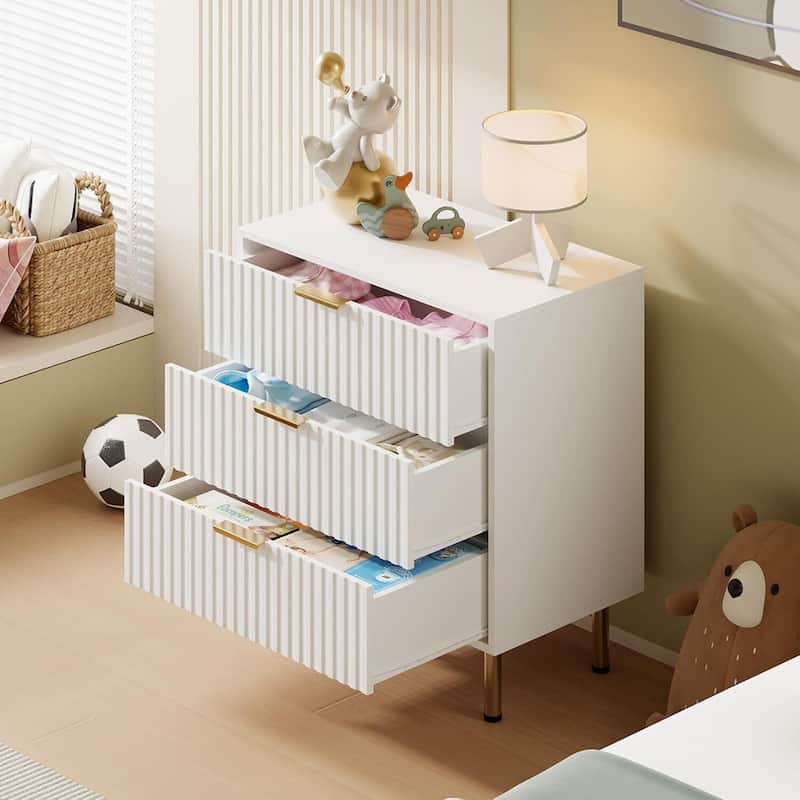 3 Drawer Dresser for Bedroom, Modern Wood Storage Dresser Organizer for Hallway, Entryway