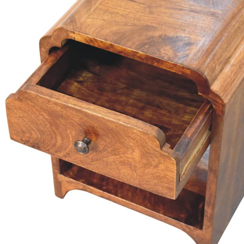 HomeRoots 16" Chestnut Solid Wood One Drawer Scallop Edge Nightstand