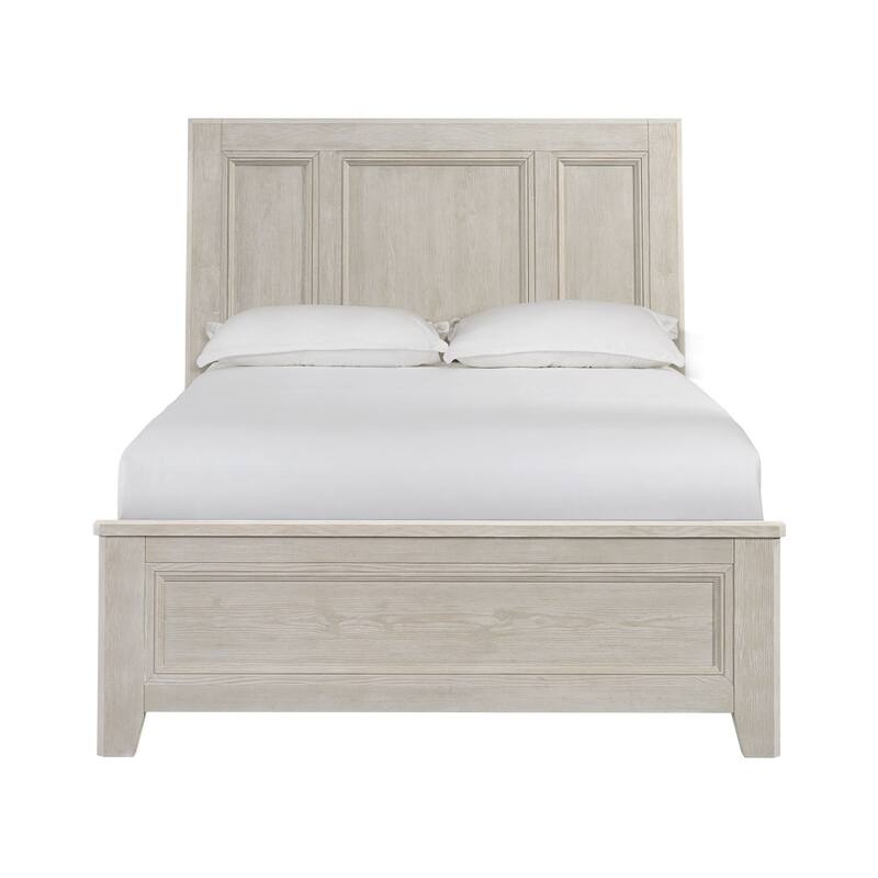 Carlson Solid Wood Panel Bed, Washed Linen, Queen