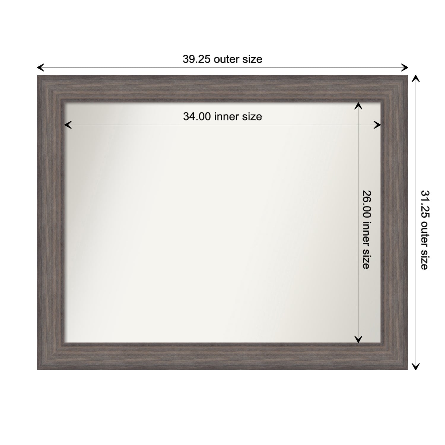 Country Barnwood Framed Non-Beveled Custom Wall Mirror, Bathroom Vanity Mirror