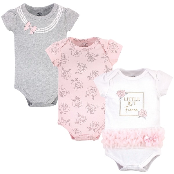 slide 1 of 1, Little Treasure Baby Girl Cotton Bodysuits 3pk, Fierce 9-12 Months - Fierce
