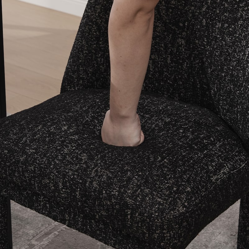 21.46" Wide Modern Minimalist Dining Chair Set Of 4, Chenille Upholstered, Rubberwood Legs, High Curved Backrest