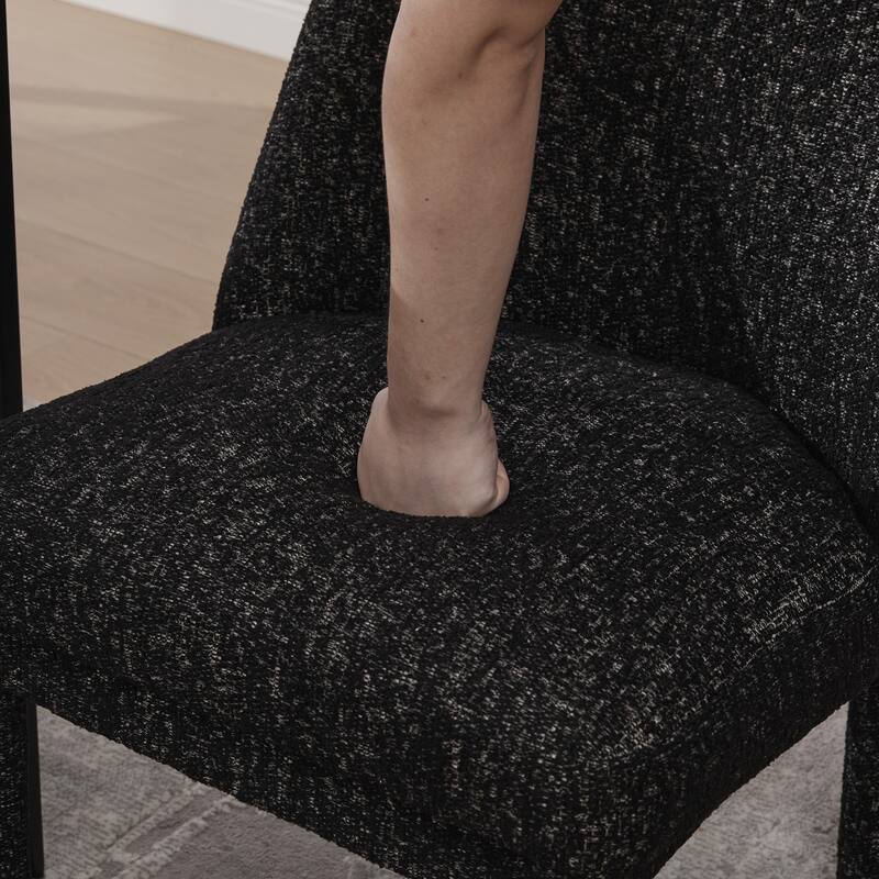 21.46" Wide Modern Minimalist Dining Chair Set Of Two, Chenille Upholstered, Rubberwood Legs, High Curved Backrest