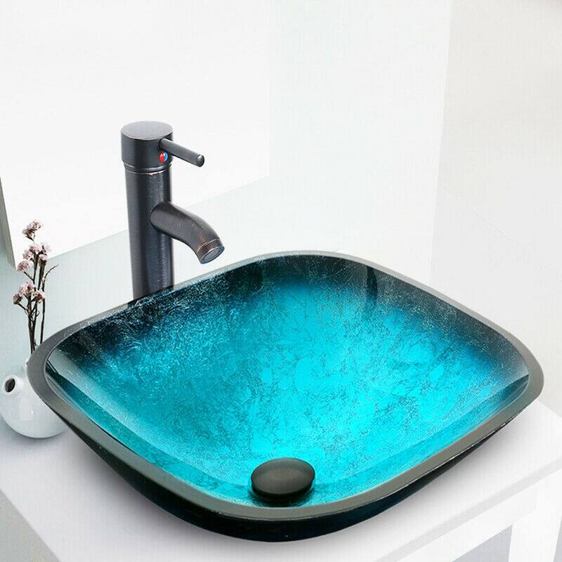 36" Bathroom Vanity Cabinet W/ Sink Faucet Drain Set Top Side Cabinet Combo