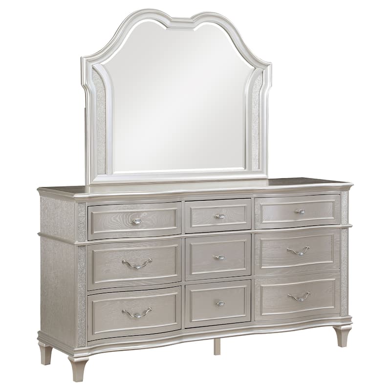 Evangeline Modern Classic Wood 9-drawer Bedroom Dresser Silver Oak - Dresser with Mirror (Silver Oak)
